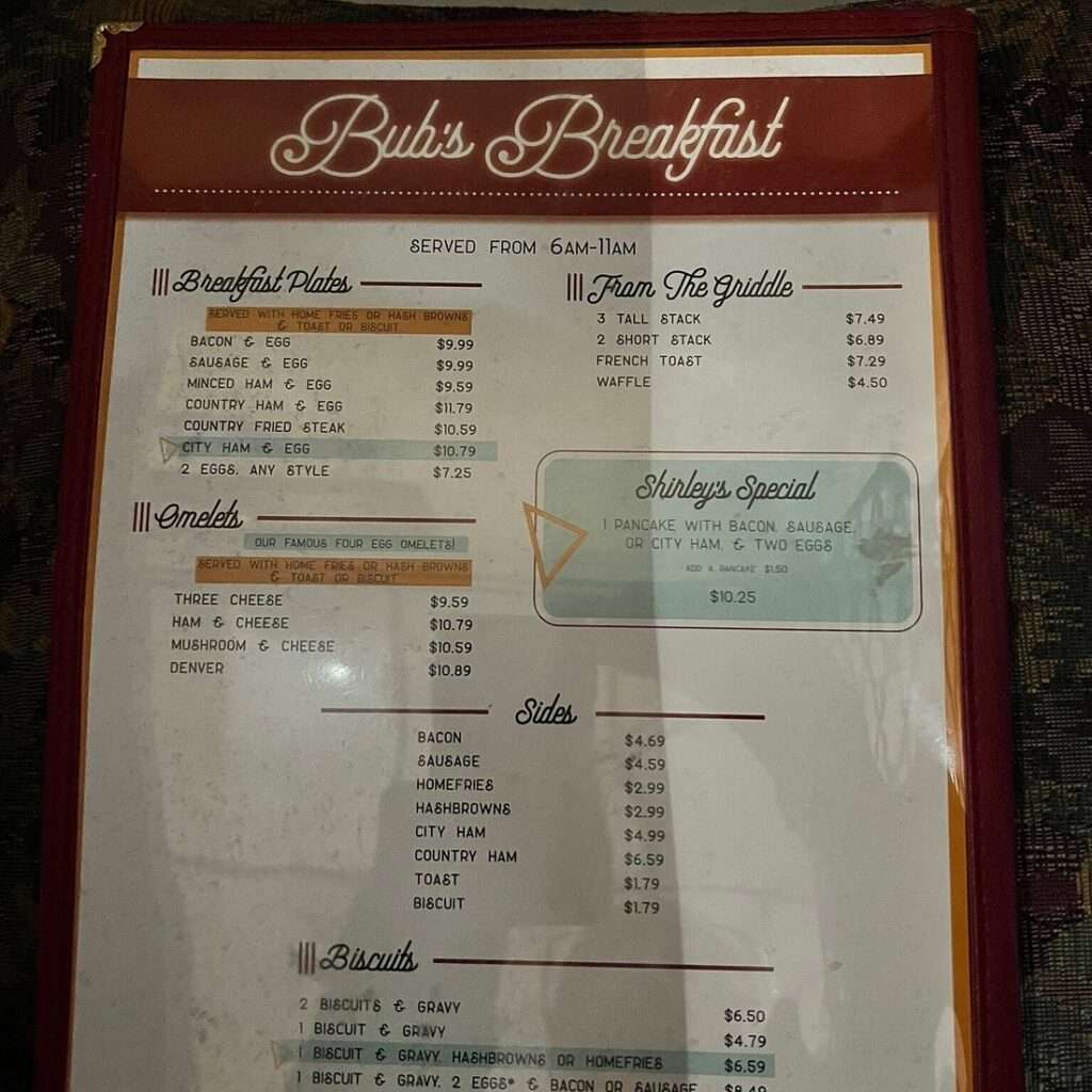 Bub’s Cafe menu 5