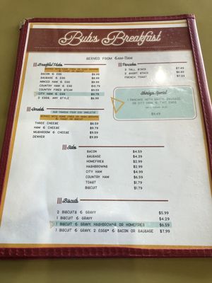 Bub’s Cafe menu 2