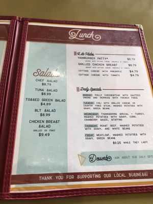 Bub’s Cafe menu 1